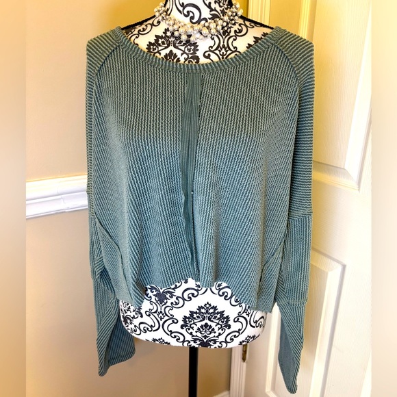 Altar'd State Tops - *NWT* Altar'd State Women Medium Green Stretch Waffle Knit Minimalist Boho, XXL